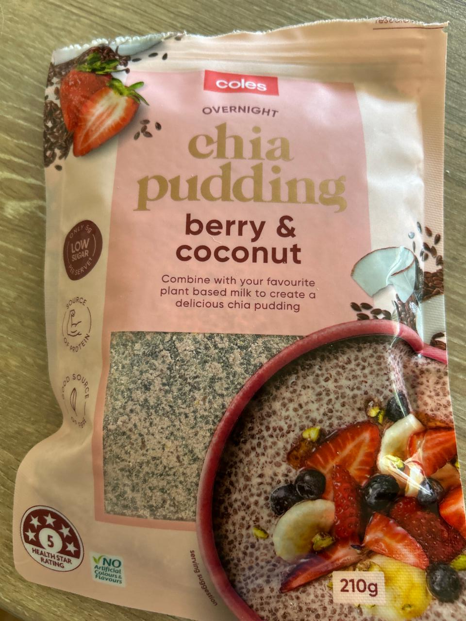 Fotografie - Overnight chia pudding berry & coconut Coles