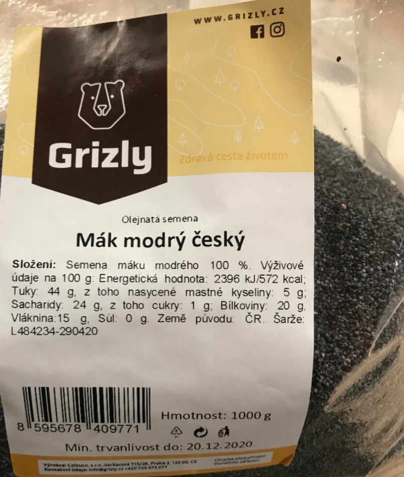 Fotografie - Mák mletý 100% Grizly