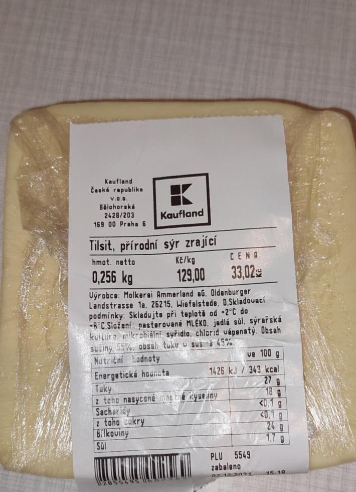 Fotografie - Tylsit přírodní sýr zrající Kaufland