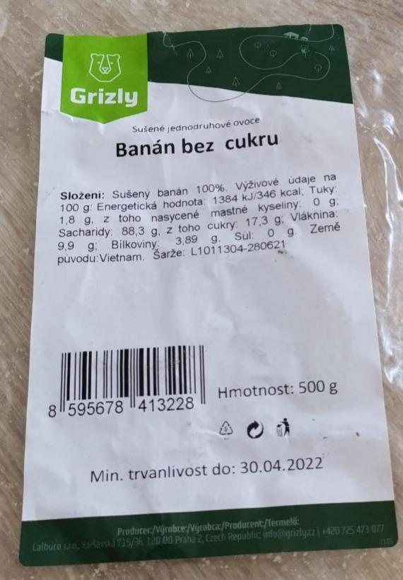 Fotografie - Banán bez cukru Grizly