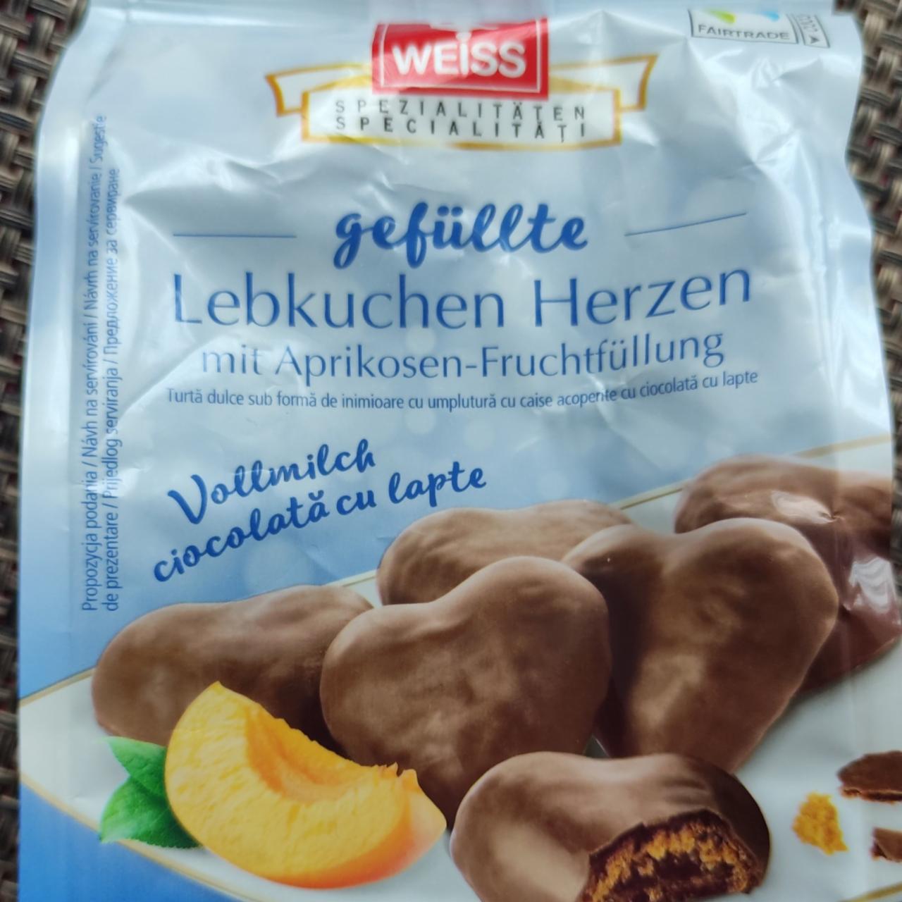 Fotografie - Gefüllte Lebkuchen Herzen mit Aprikosen-Fruchtfüllung Weiss