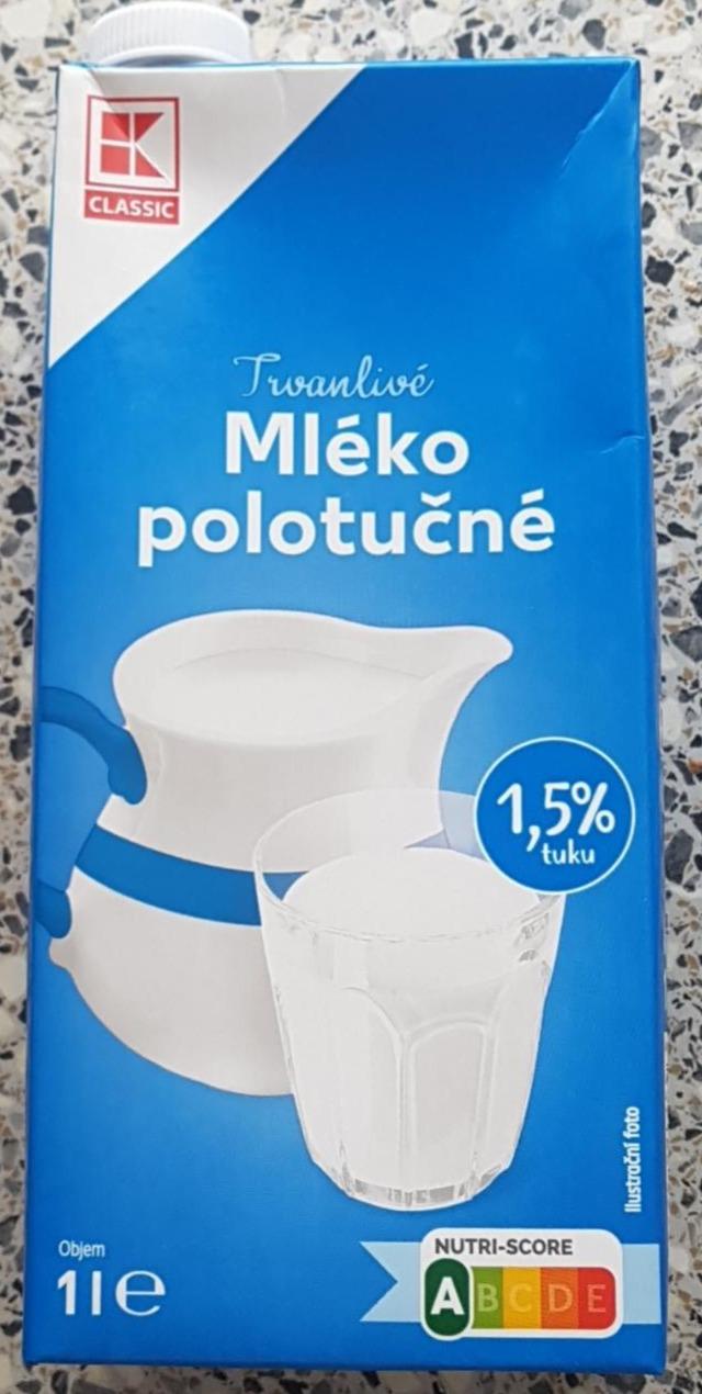 Fotografie - Mléko polotučné trvanlivé 1,5% tuku K-Classic