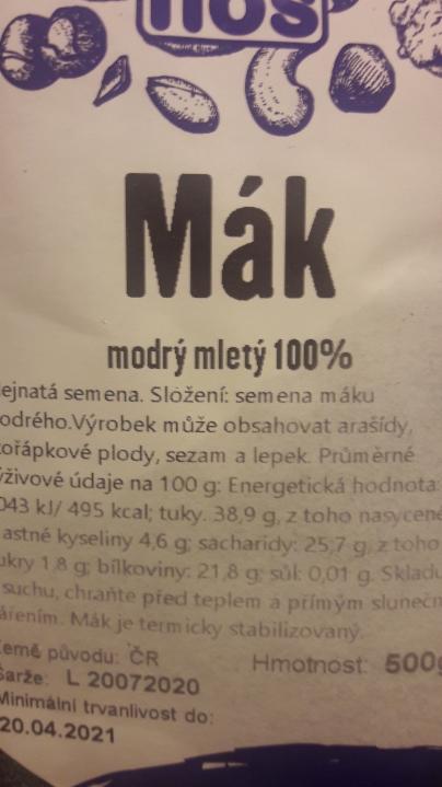 Fotografie - Mák modrý mletý 100% Hos