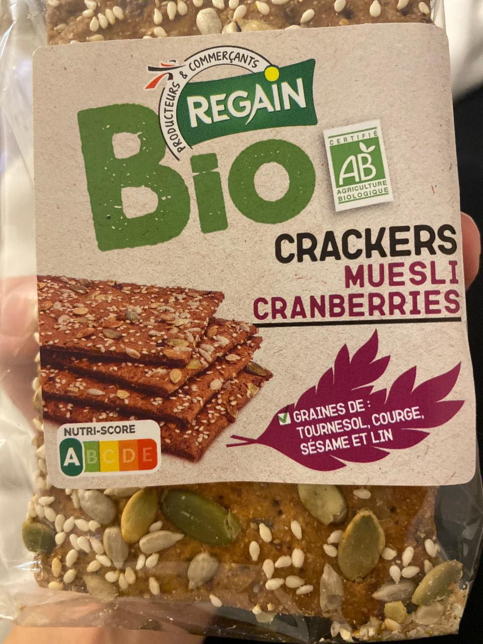 Fotografie - Crackers Muesli Cranberries Regain Bio