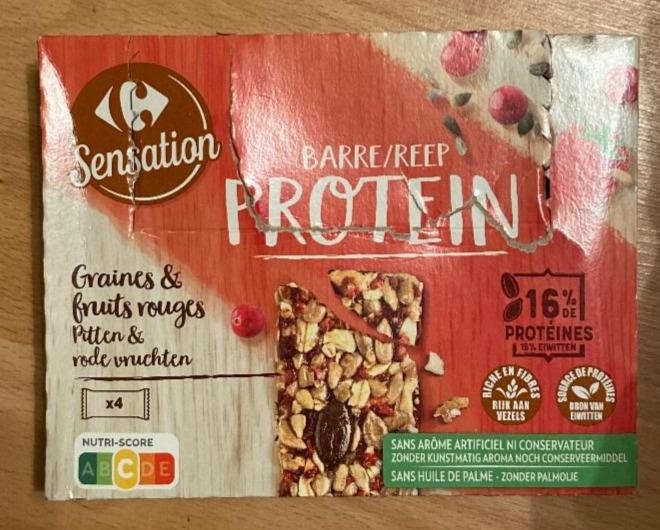 Fotografie - Barre Protein Graines & fruits rouges Carrefour Sensation