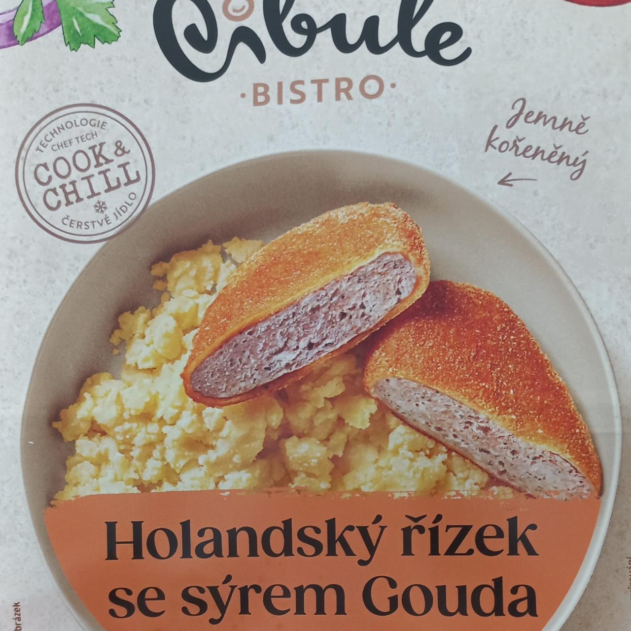 Fotografie - Holandský řízek se sýrem gouda šťouchané brambory Cibule Bistro