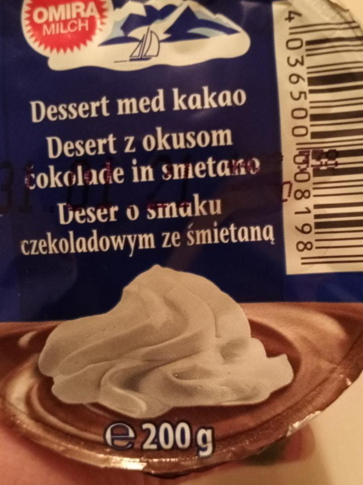 Fotografie - Dessert o smaku czekoladowym ze śmietaną Omira Milch