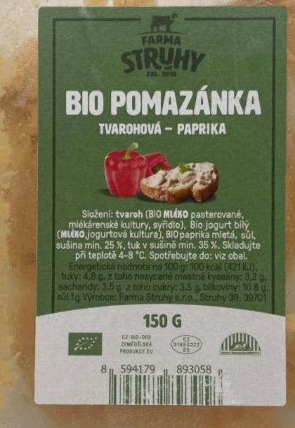 Fotografie - BIO Pomazánka Tvarohová - paprika Farma Struhy