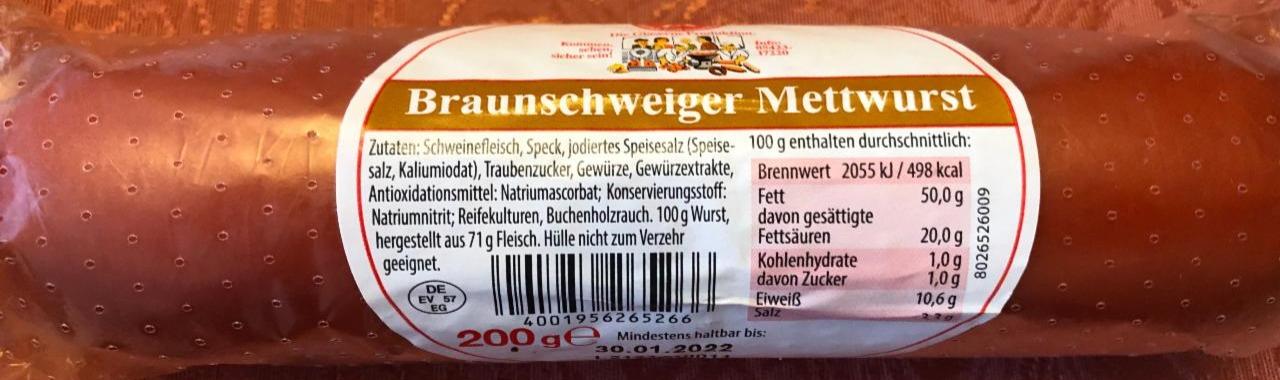 Fotografie - Braunschweiger Mettwurst Wiltmann