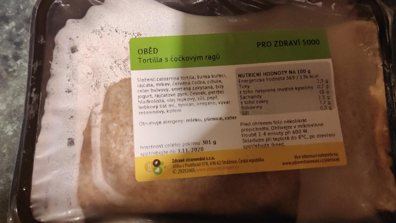 Fotografie - Tortilla s čočkovým ragů Zdravé stravování