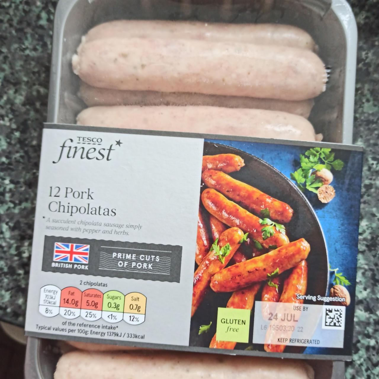 Fotografie - 12 pork chipolatas Tesco