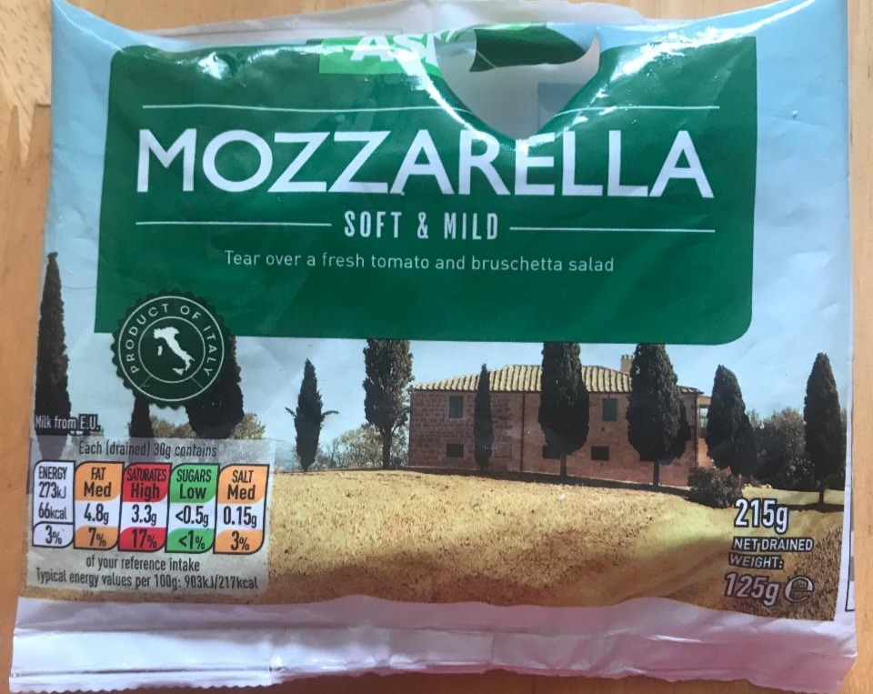 Fotografie - Mozzarella soft & mild Asda