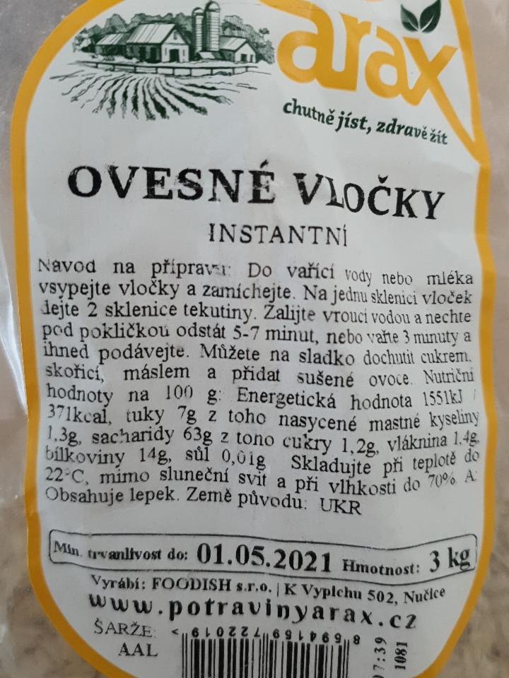 Fotografie - Ovesné vločky instantní Arax