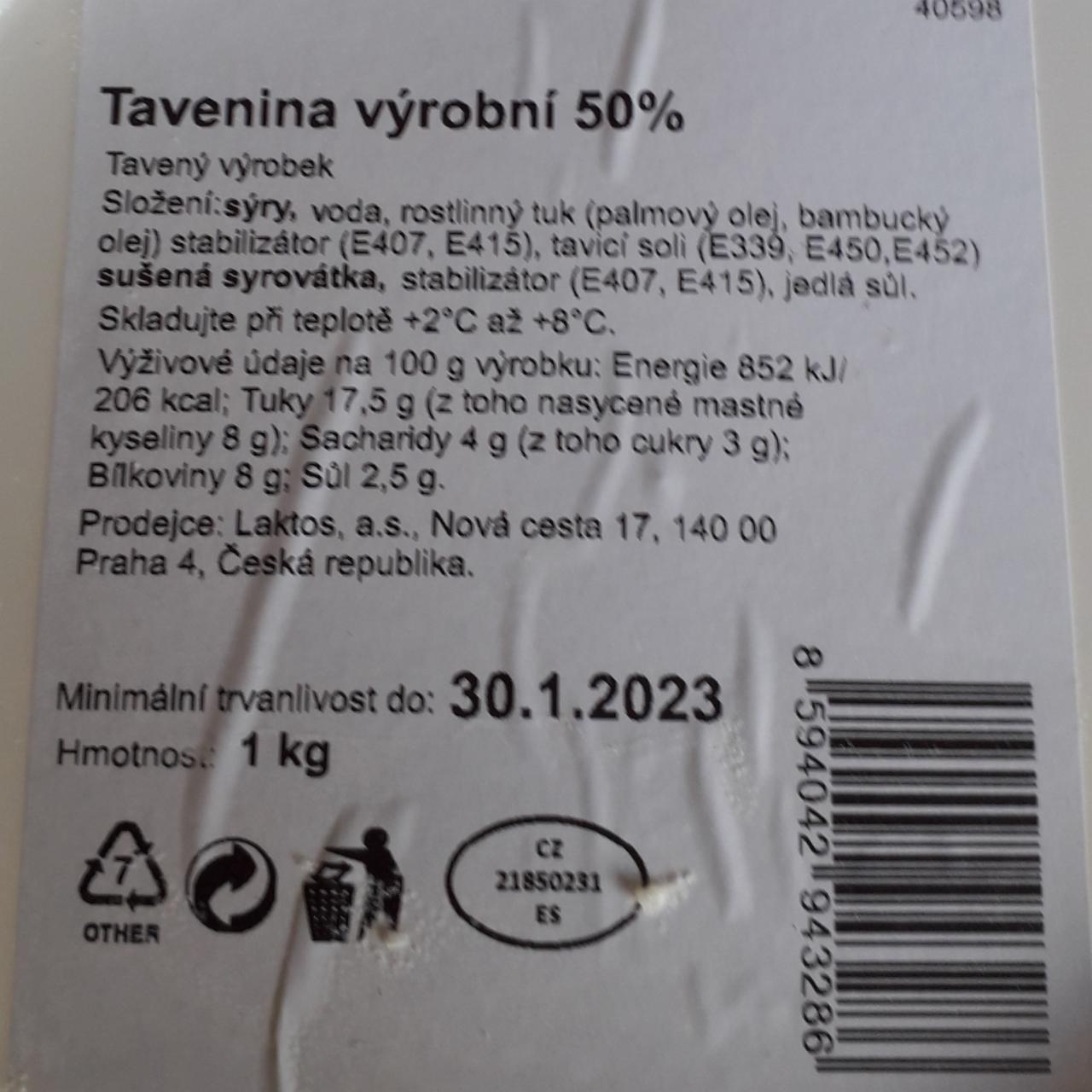 Fotografie - Tavenina výrobní 50% Laktos