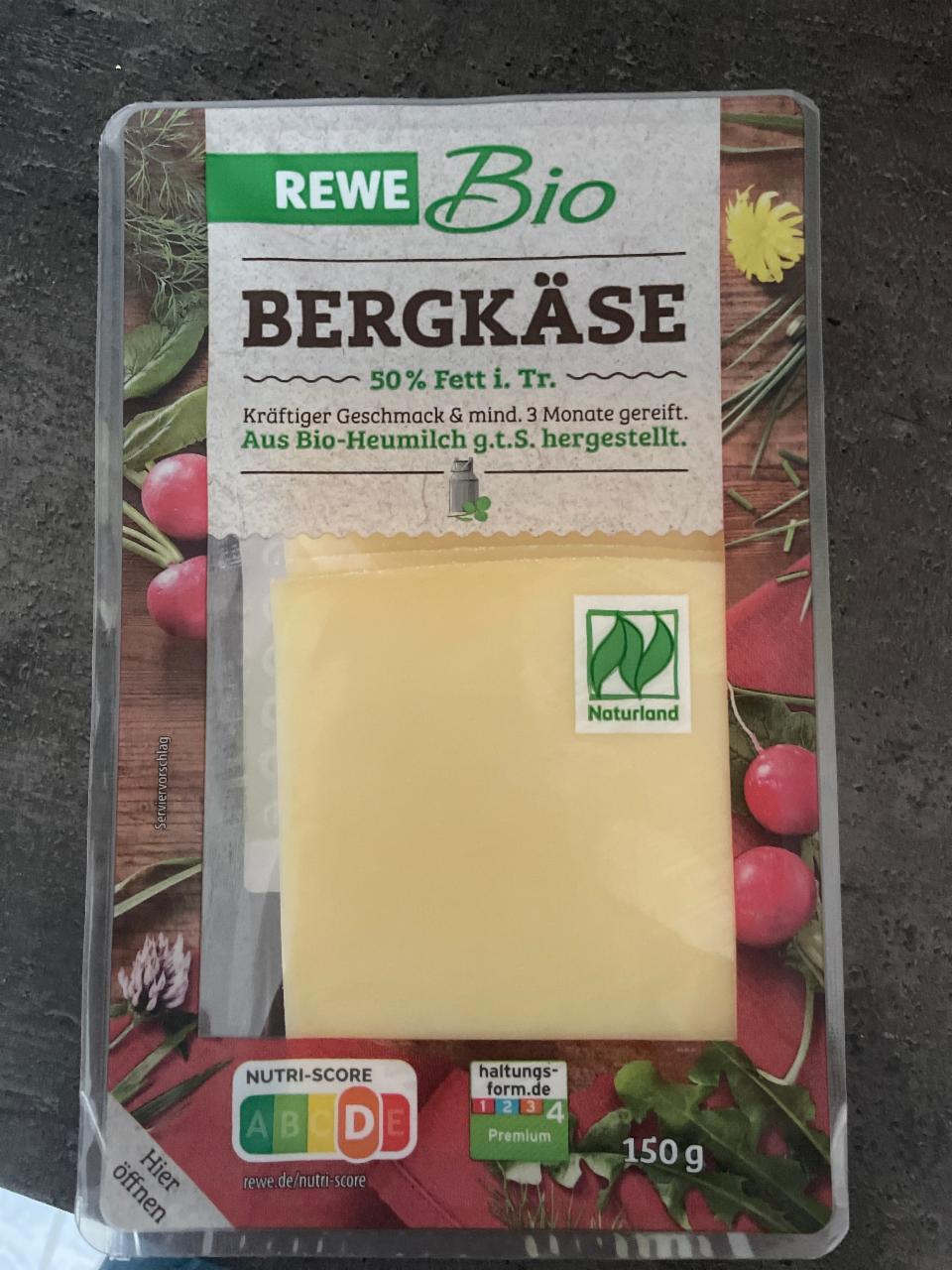 Fotografie - Bergkäse 50% fett i. tr. Rewe bio