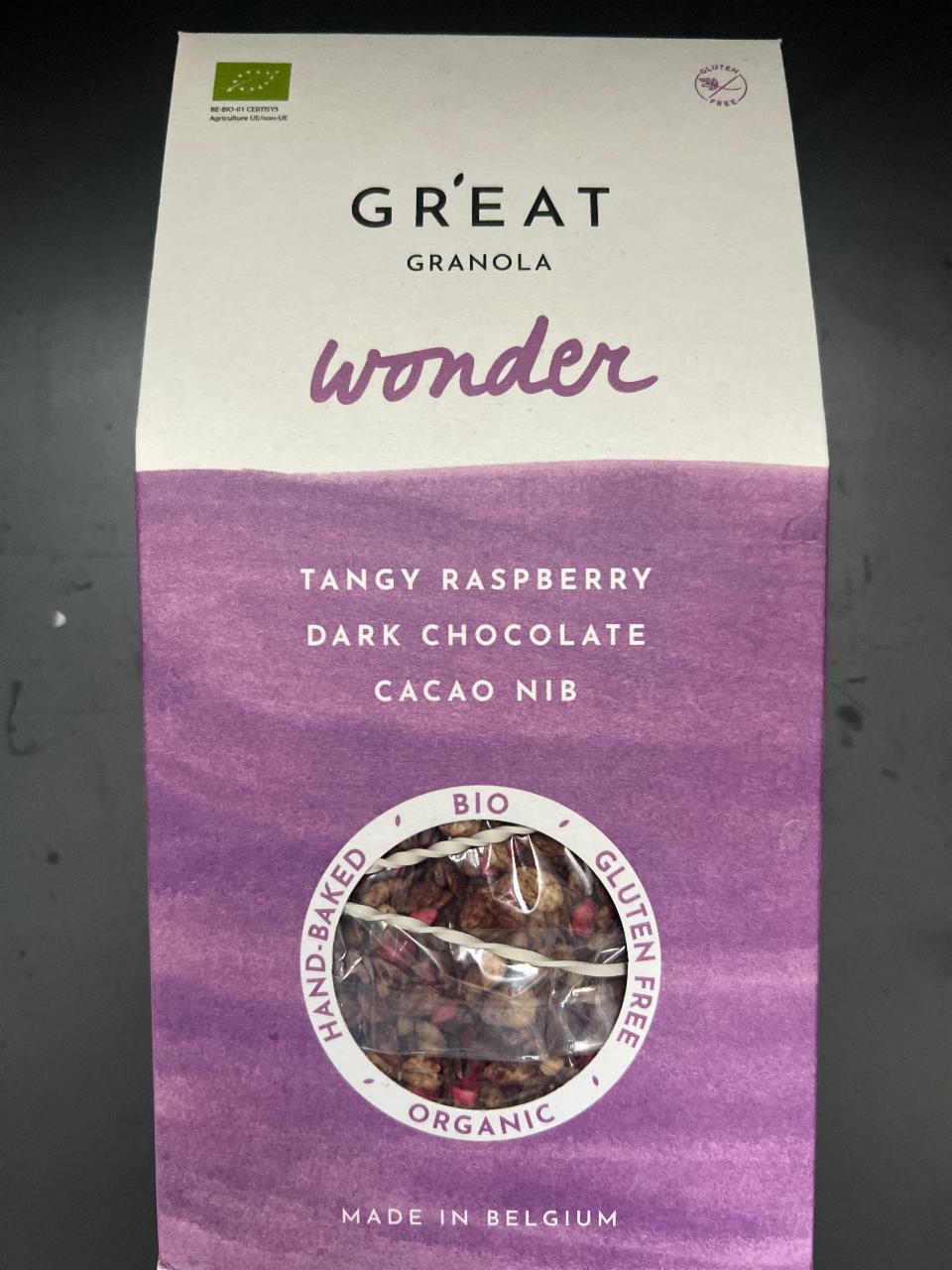 Fotografie - Wonder tangy raspberry dark chocolate cacao nib GR´EAT granola