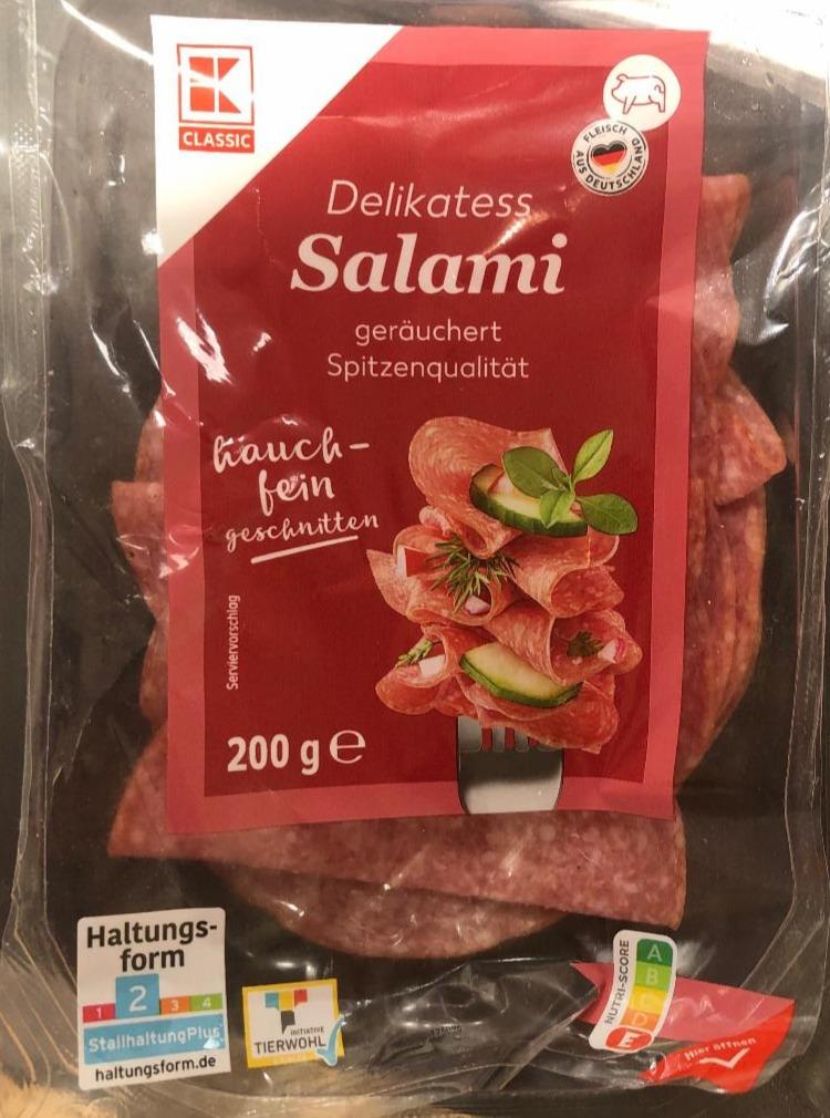 Fotografie - Delikatess Salami 1A fettreduziert, geräuchert K-Classic