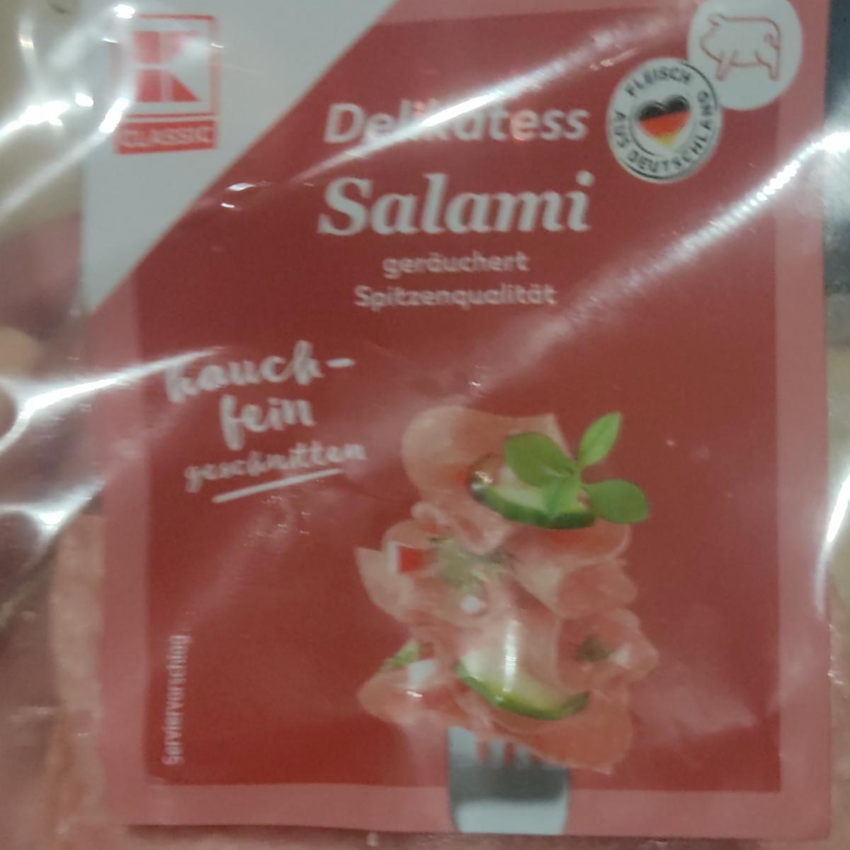 Fotografie - Delikatess Salami 1A fettreduziert, geräuchert K-Classic