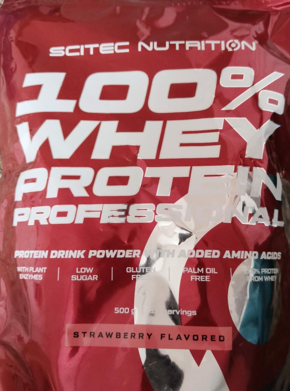 Fotografie - 100% Whey Protein Professional Strawberry flavour Scitec Nutrition