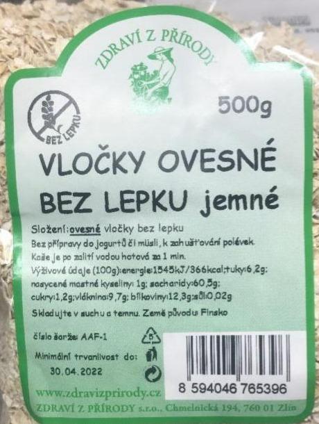 Fotografie - Vločky ovesné bez lepku jemné Zdraví z přírody