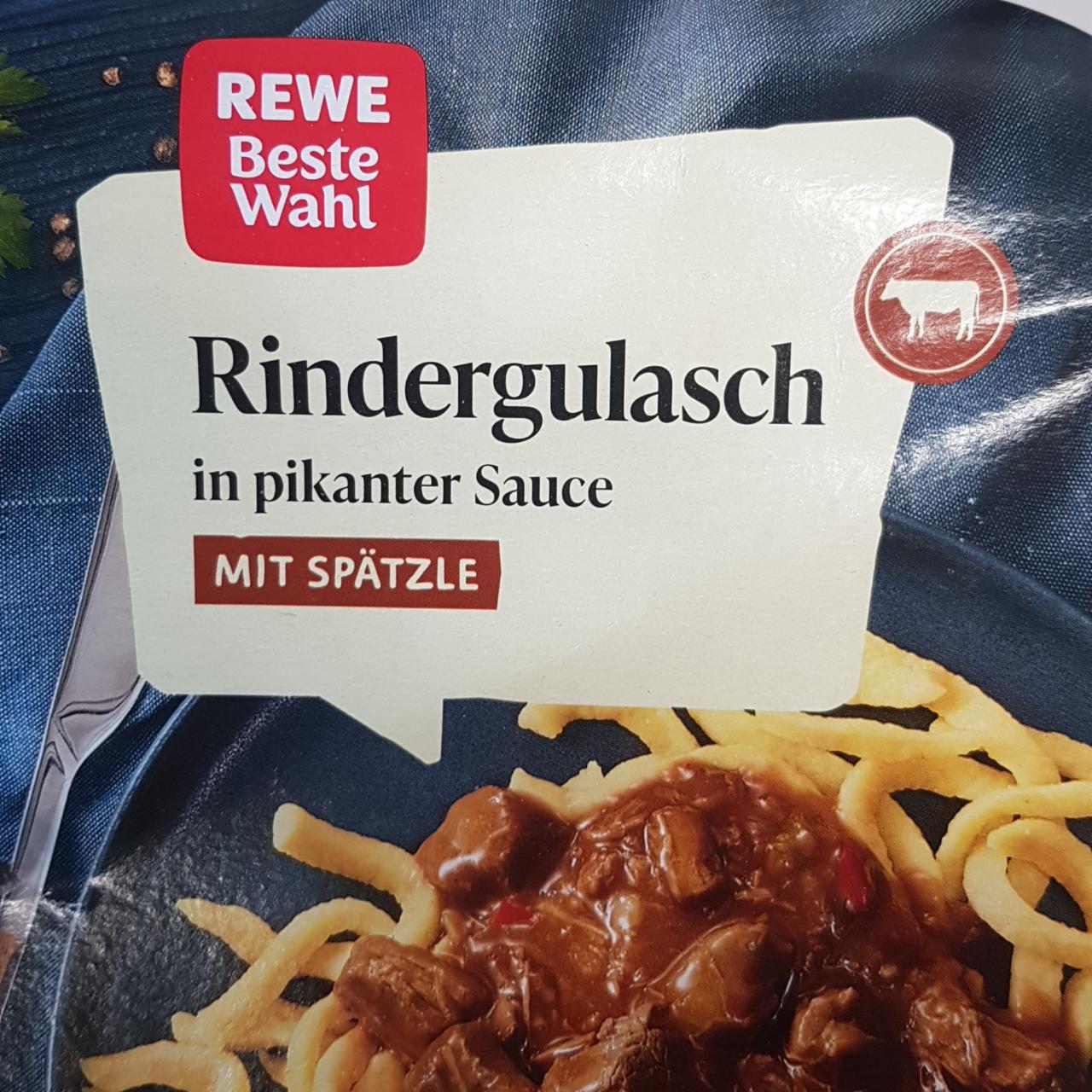 Fotografie - Rindergulasch in pikanter Sauce mit spätzle REWE Beste Wahl