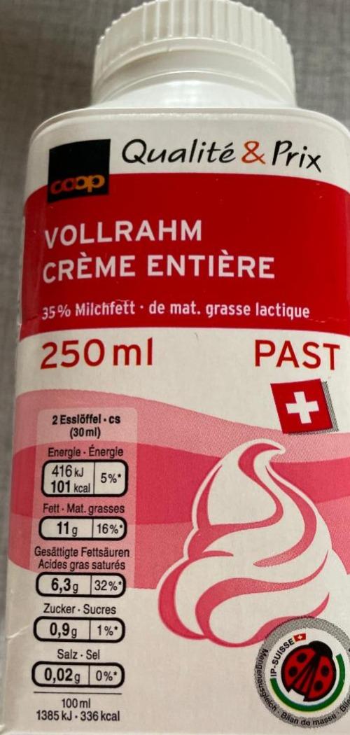 Fotografie - Vollrahm creme entiére Coop Qualite & Prix