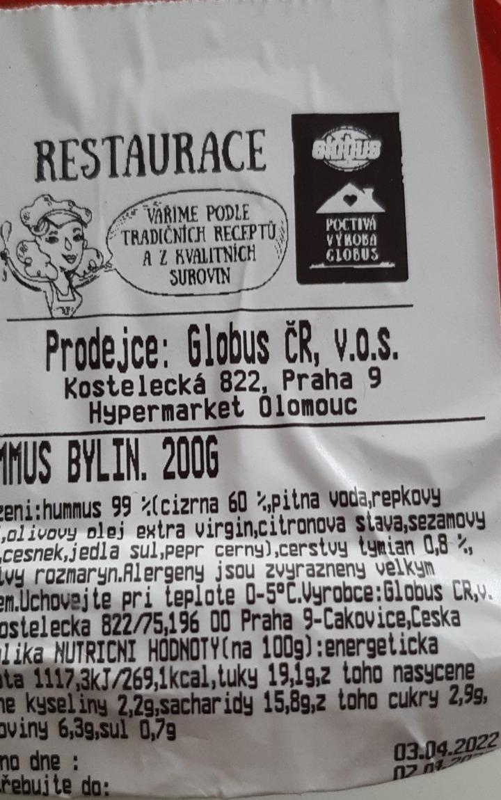 Fotografie - Hummus Bylinkový Globus