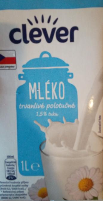 Fotografie - mléko polotučné 1,5% Clever