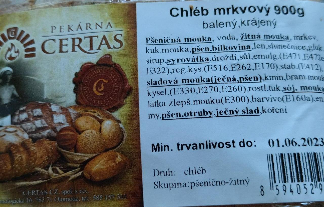 Fotografie - Chléb mrkvový Pekárna Certas