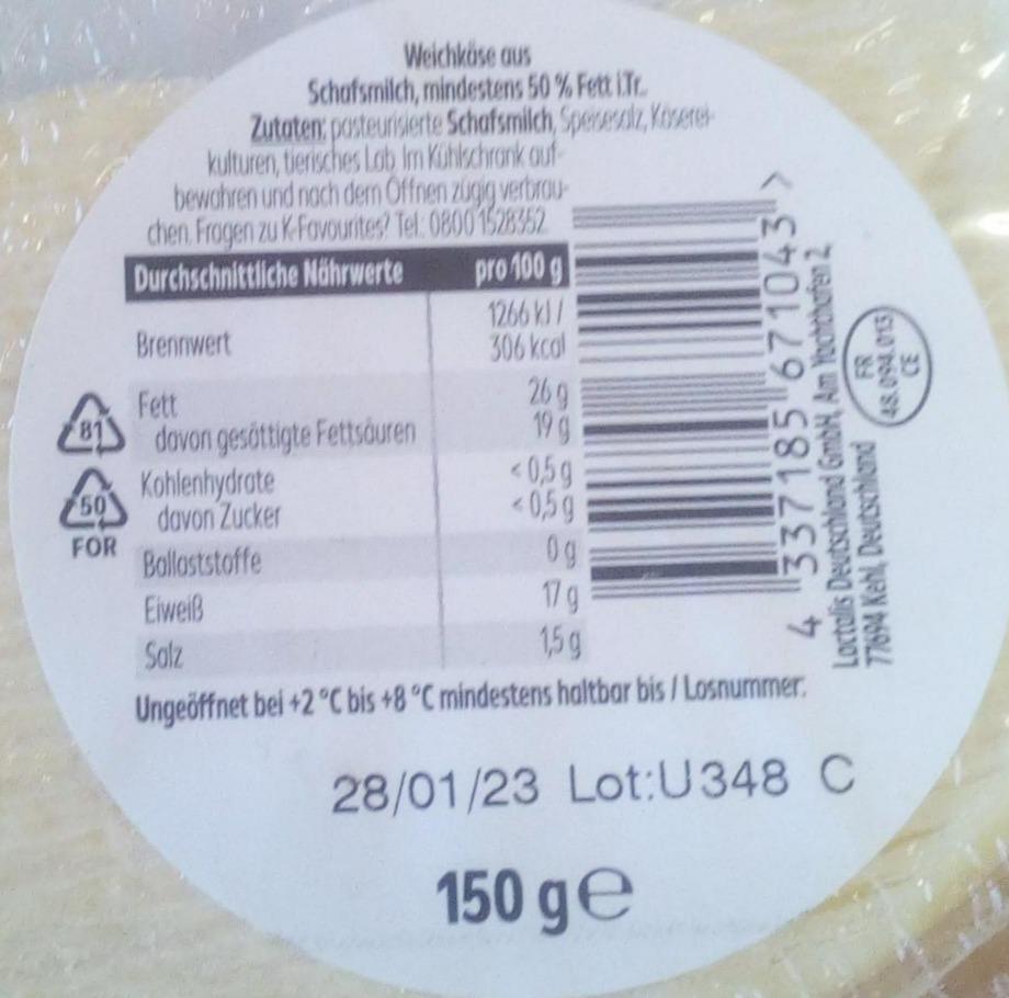 Fotografie - Weichkäse aus Schafsmilch, mindestens 50 % Lactalis