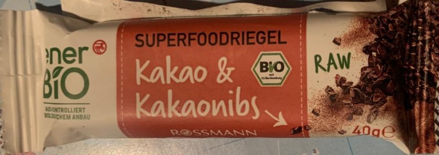 Fotografie - Raw Superfoodriegel Kakao & Kakaonibs EnerBio