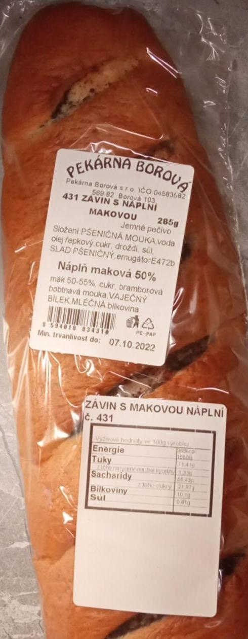 Fotografie - Závin s náplní makovou Pekárna Borová