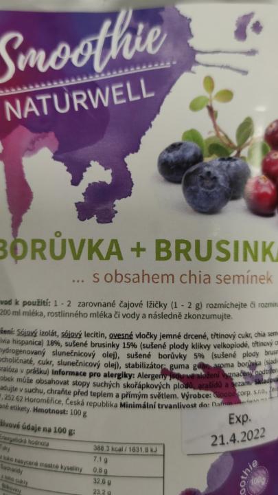 Fotografie - Smoothie borůvka + brusinka s chia semínky Naturwell