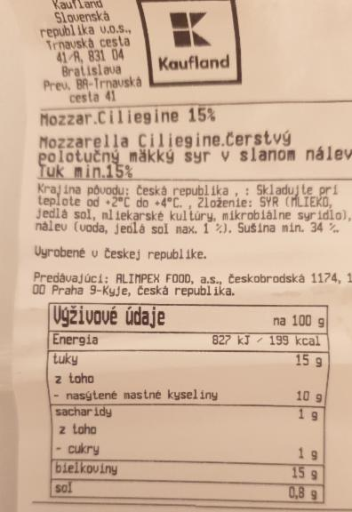 Fotografie - Mozzarella Ciliegine 15%