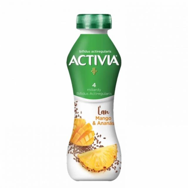 Fotografie - Jogurtový nápoj Activia ananas mango se lněnými semínky Danone