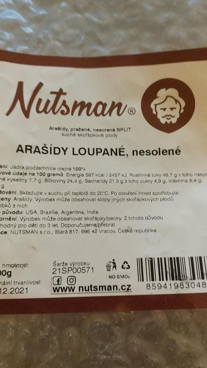 Fotografie - Arašídy loupané pražené nesolené Nutsman