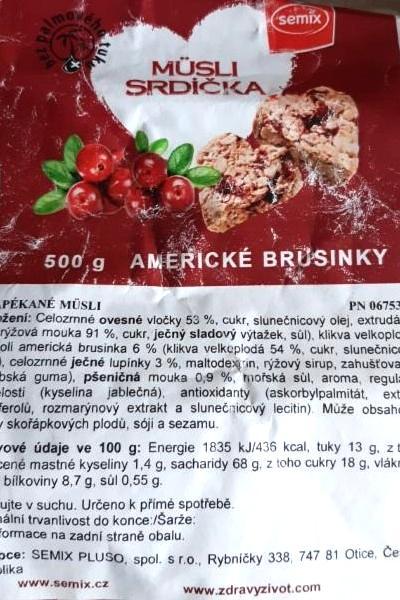 Fotografie - Müsli srdička americké brusinky zapékané müsli Semix