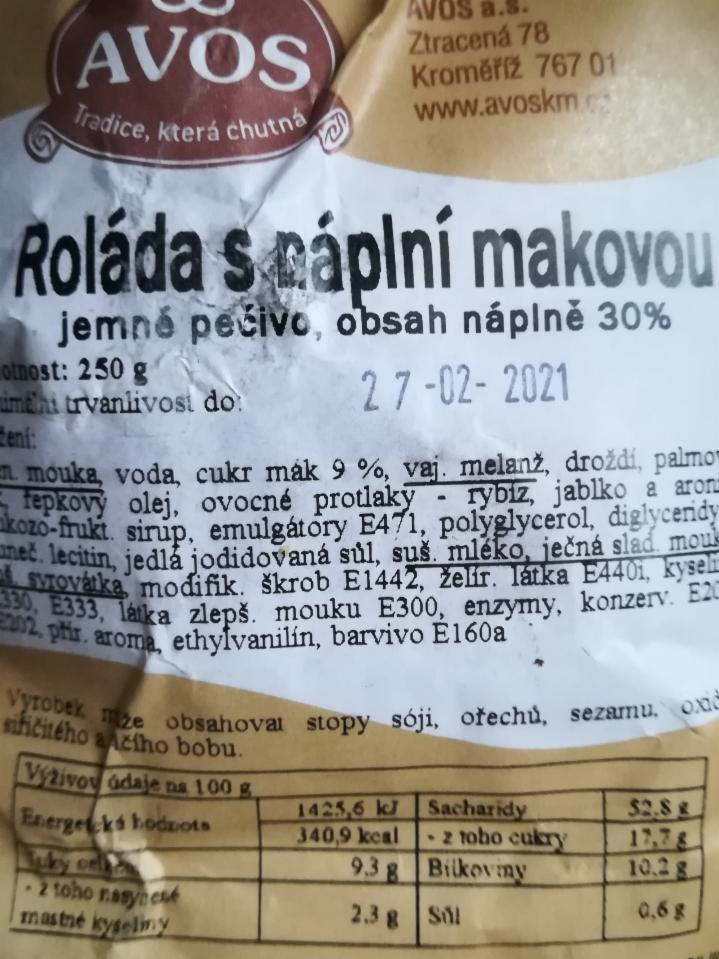 Fotografie - Roláda s náplní makovou Avos