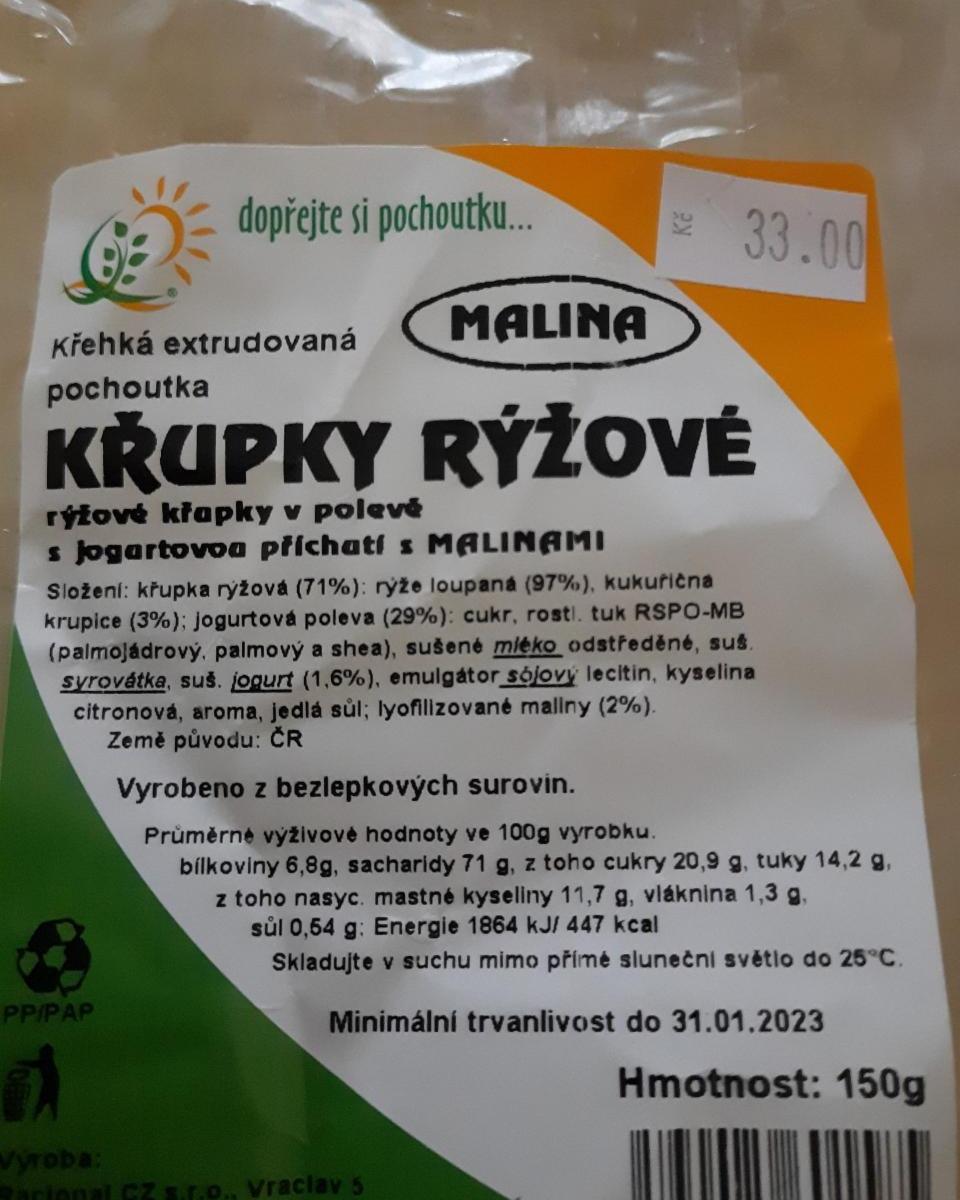 Fotografie - Křupky rýžové Malina Racional