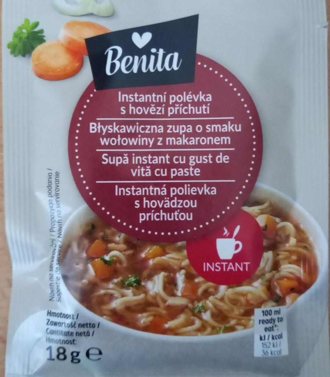 Fotografie - Instantní polévka s hovězí příchutí Benita