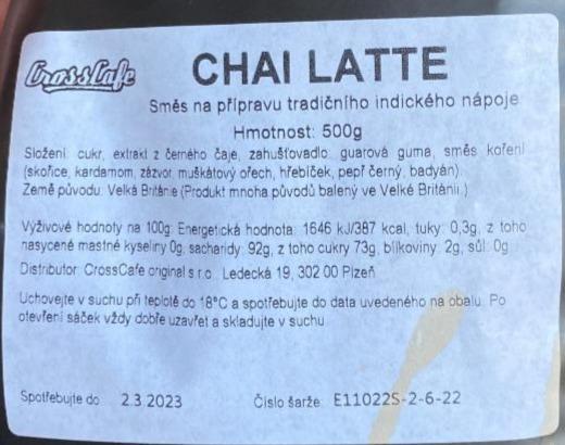 Fotografie - Chai Latte Směs na přípravu tradičního indického nápoje CrossCafe