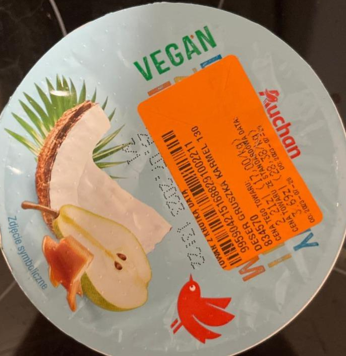 Fotografie - Veganský kokosový dezert s příchutí hrušky a karamelu Auchan