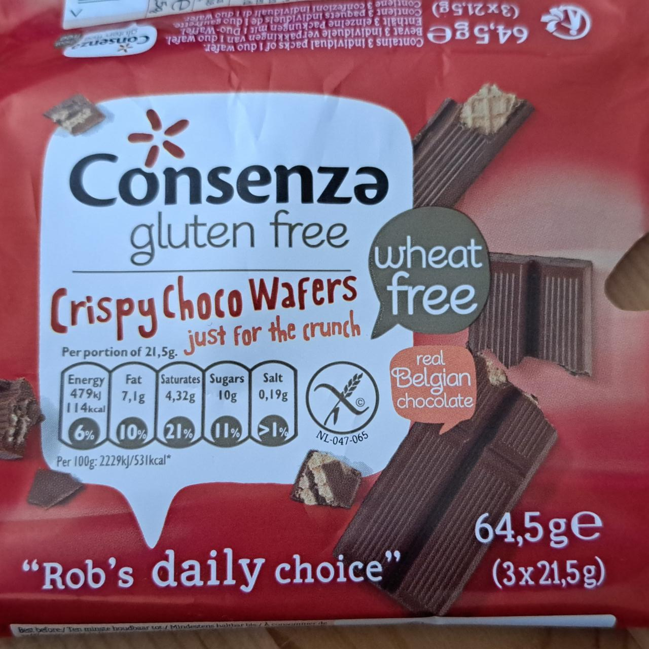 Fotografie - Crispy choco wafers gluten free Consenzə