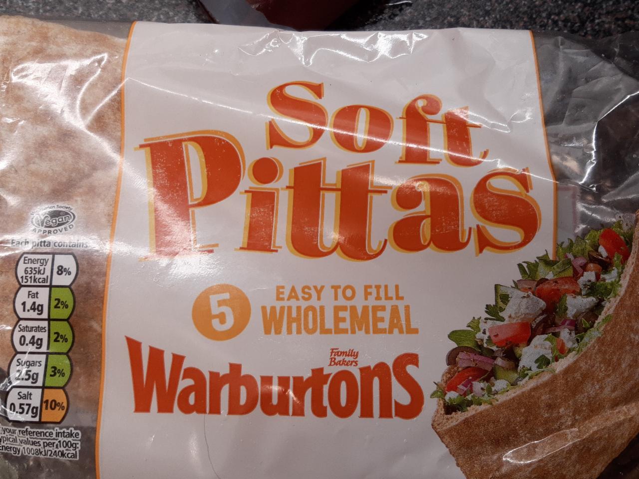 Fotografie - 5 Soft Pittas wholemeal Warburtons