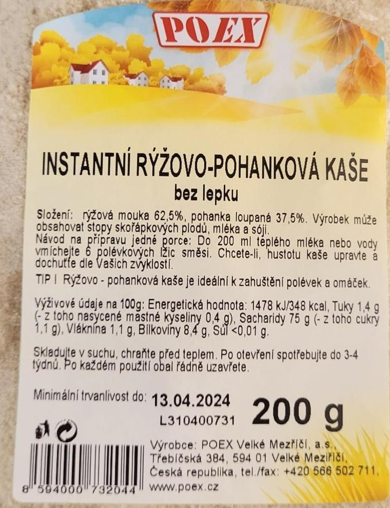 Fotografie - Instantní rýžovo-pohanková kaše bez lepku Poex