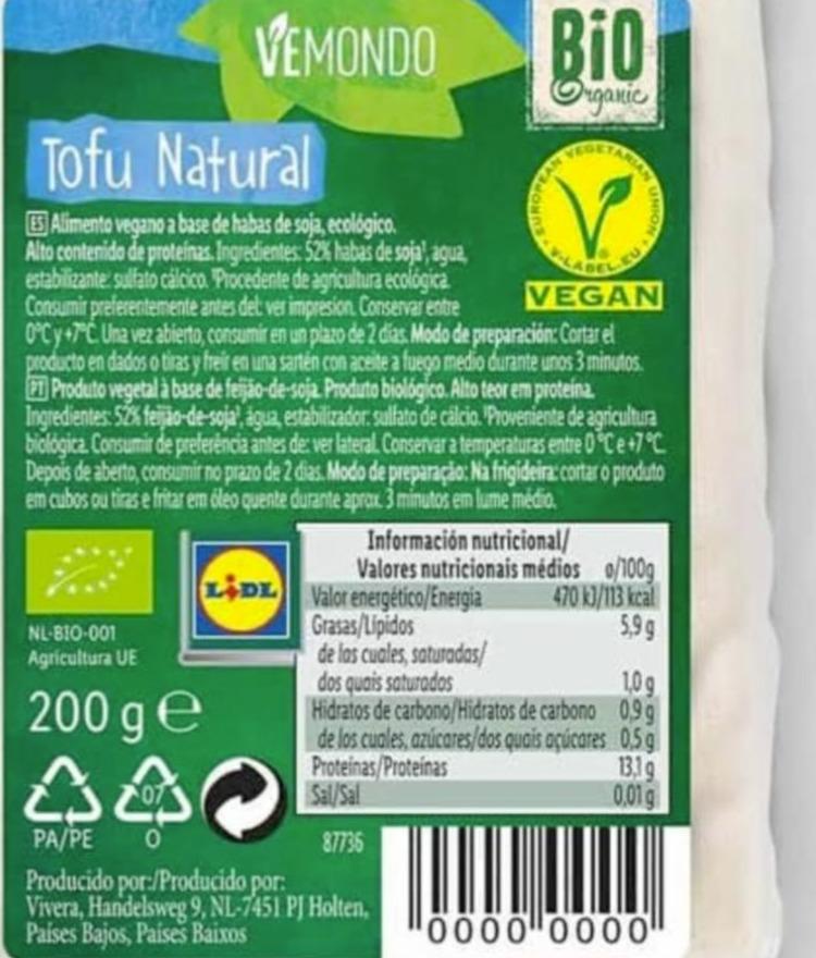 Fotografie - Tofu natural Vemondo