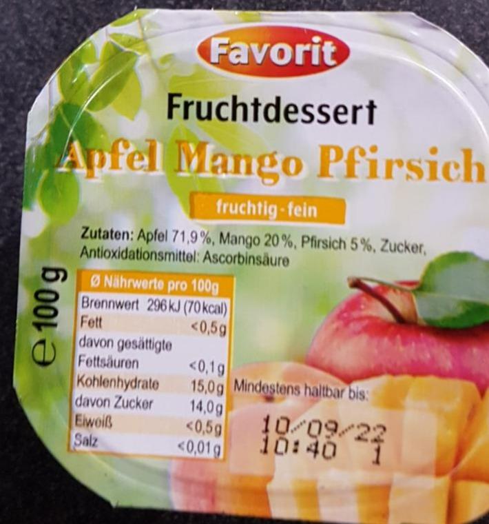 Fotografie - Fruchtdessert Favorit Apfel Mango Pfirsich Favorit