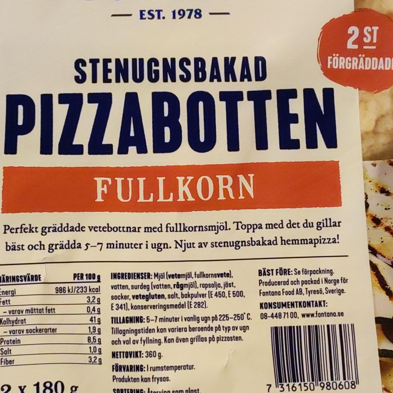 Fotografie - Stenugnsbakad Pizzabotten Fullkorn Fontana