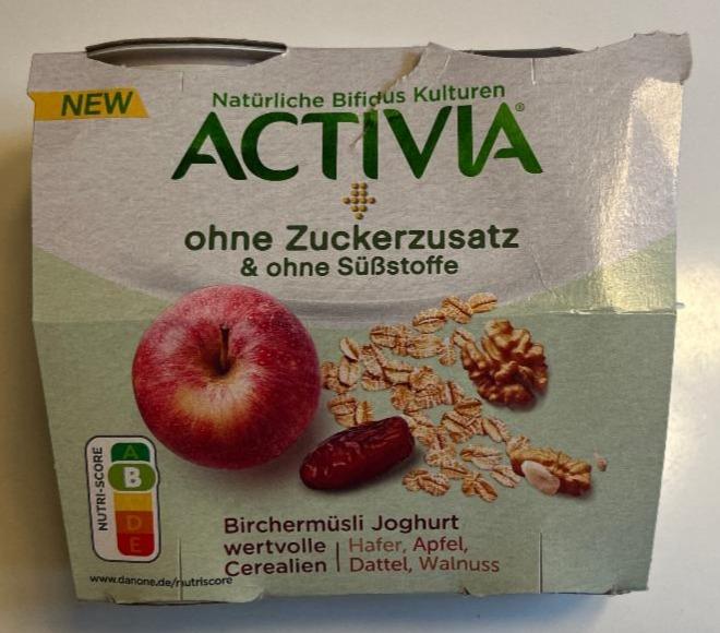 Fotografie - Birchermüsli Joghurt ohne Zuckerzusatz Activia