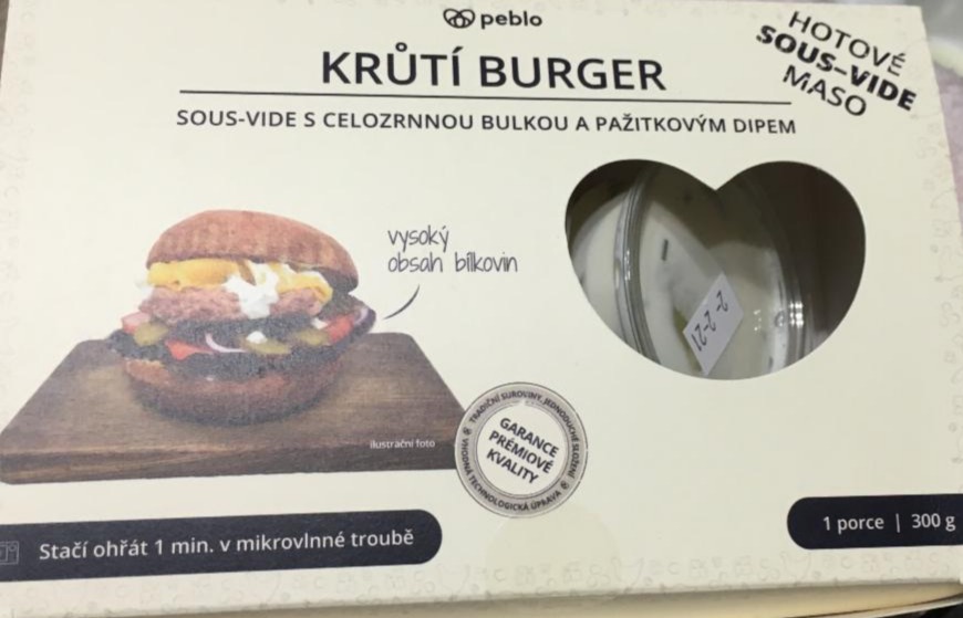 Fotografie - krůtí burger s celozrnnou bulkou a pažitkovým dipem Peblo